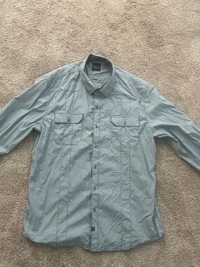 7 Diamonds Light Blue Casual Button-Down Shirt
